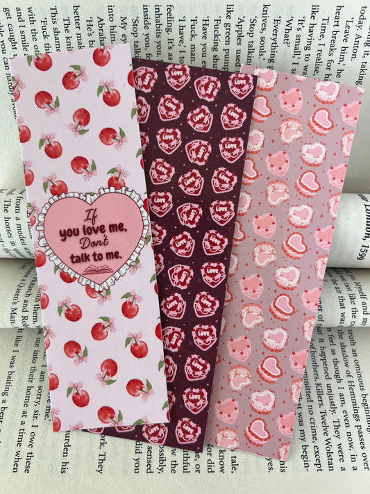 If You Love Me Don’t Talk to Me & Coquette Style Cakes Bookmarks