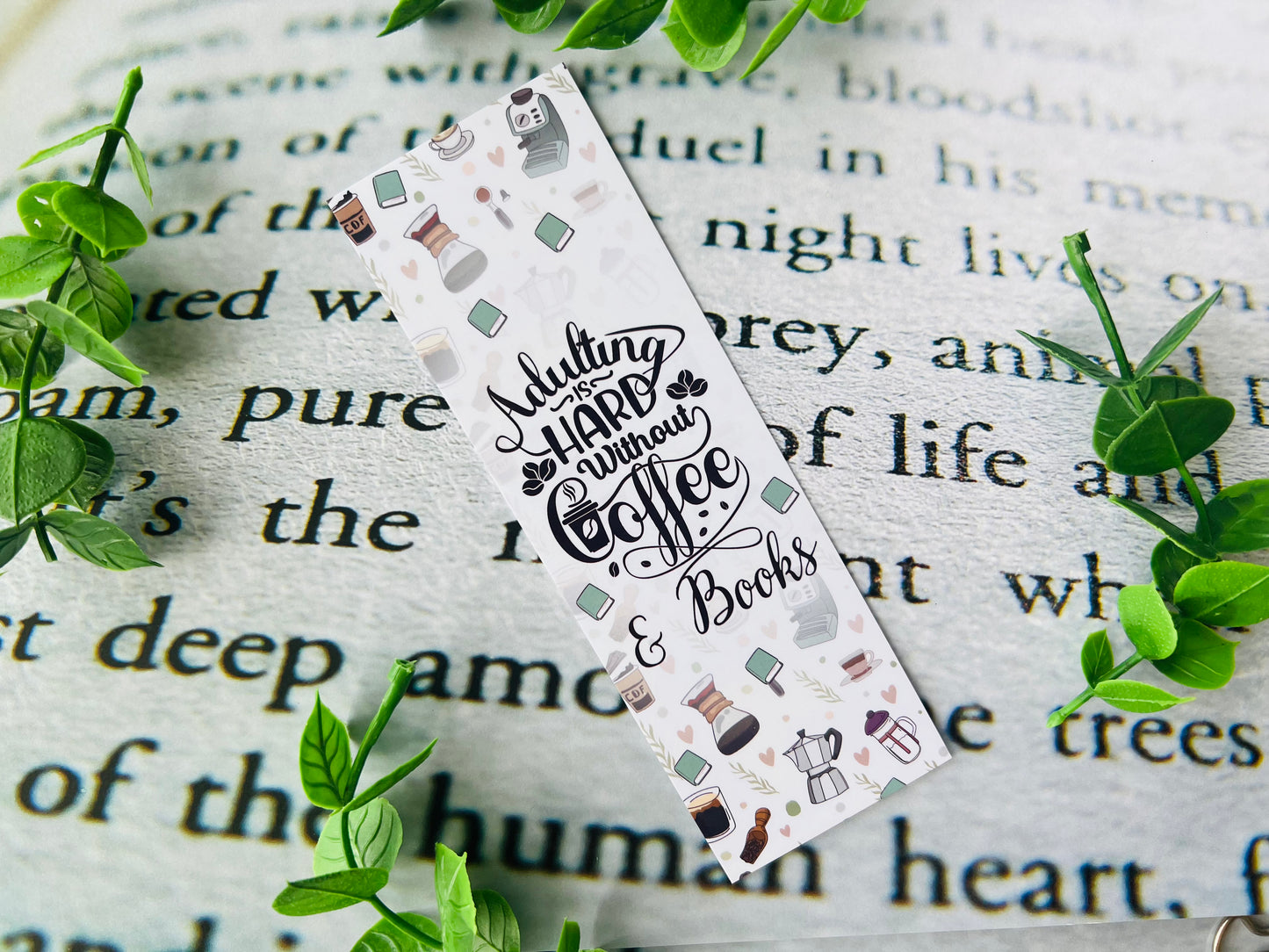 Adulting is Hard Without Coffee & Books Bookmark