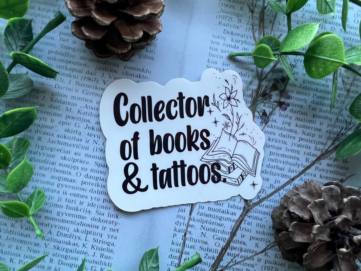 Collector of Books and Tattoos Sticker