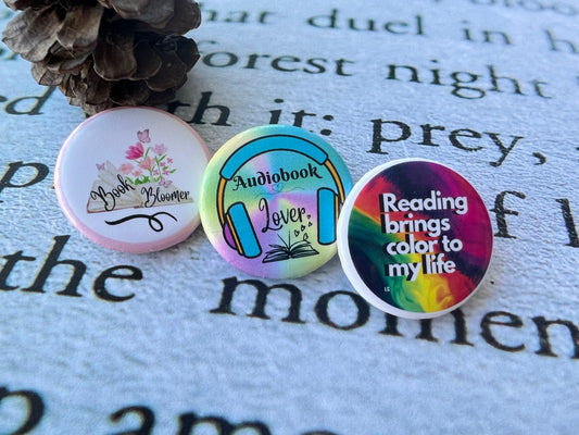 Bookish Pin Buttons